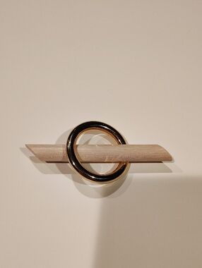 Modern Gold Ring & Natural Wood Brooch WMSC